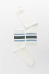 Retro Stripe Style Crew Socks - Classic with Color: Slate Blue