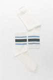 Retro Stripe Style Crew Socks - Classic with Color: Slate Blue