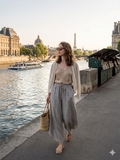 33603 LINEN CULOTTE TROUSERS WITH ADJUSTABLE WAIST: NAVY