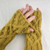 RAJA Cable Knit Wool Lined Wristwarmer Gloves: Ocean Blue
