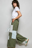 Patchwork Detail Denim Straight Fit Pants: DENIM MULTI / S