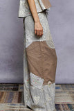 Solid lace patch detail woven pants: HONEY GOLD / L