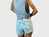 High-Rise Upcycled Denim Cutoff Shorts - Frayed: 00 (26"waist)