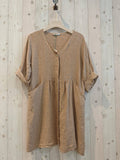 REF 25906 WIDE LINEN DRESS 100%: Yellow