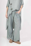 Bootcut Cotton Linen Pants 2 Pockets 20532: 50% linen - 50% cotton / Green / One size