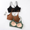 Soft Breathable Cotton Padded Bra Bralette crop top: Green / M