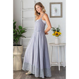 WASHED KEYHOLE BACK DETAILED WIDE LEG ROMPER: DOLPHIN / S-M-L-XL(2-2-2-2)