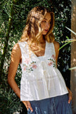 EMBROIDERED LINEN VEST: White / L
