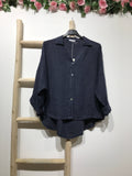 48902 PLAIN LINEN SHIRT: NAVY