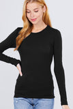 Long Sleeve Crew Neck Cotton Spandex Jersey Top: HCH-charcoal grey / M