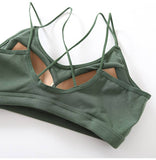 Soft Breathable Cotton Padded Bra Bralette crop top: Green / M