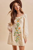 COTTON EMBROIDERED MINI DRESS: CEDAR / L