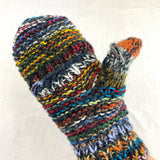GOPAN Mittens Multi Waste Wool Detachable String: Multi Cream