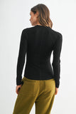 Essential Long-Sleeved Micro-Ribbed Henley Top: Black / S:M:L (2:2:2)