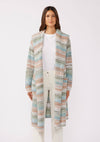 Knit Space Dye Long Sleeve Open Front Cardigan: Navy/Taupe / One Size