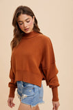 KNITTED MOCKNECK PULLOVER SWEATER: OATMEAL / S