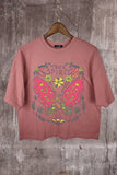 Butterfly Graphic Crop Tee.  : Ivory / Large