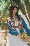 Southwestern Button-Up Vest LSW0977: Amber Brown / S