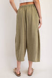 PL6329 - CROPPED RELAXED PANTS: DRY HERB / L