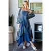 MINERAL WASHED TIERED RUFFLE HEM CAMI MAXI DRESS: DOLPHIN / S-M-L-XL(2-2-2-2)