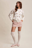 Floral Embroidered Knit Sweater LSW0992: Cream / S