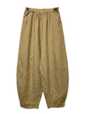 8048 LINEN TROUSERS WITH STRUCTURED PANELS: PERSIMMON