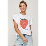 BE YOUR BERRY BEST GRAPHIC CROP TOP: IVORY / M