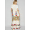 Vintage washed front pocket floral contrast dress: DENIM / M