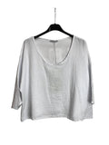 1973 women's crop top in cotton-linen,: CARBON