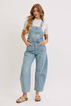 BARREL-LEG DENIM JUMPSUIT : WASHED DENIM / Contemporary / S