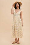 TIERED TIE STRAP MIDI DRESS: GOLDEN POPPY / M
