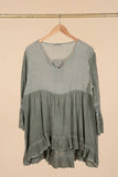 Ruffled cotton linen tunic 1003 10% linen 90% cotton: Beige