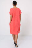 Short dress in 100% linen REF.3141: Khaki / Unique