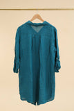 Short Dresses in 100% Linen REF. 197: Duck Green / Unique