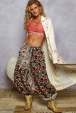 Long sleeve double gauze floral patch woven long jacket: NATURAL / L