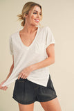 8286DK Zoie V-Neck Short Sleeve Top 5: Ivory / Contemporary / L