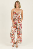 B5A42-FR38 V NECK TWIST FRONT CUT OUT JUMPSUIT: L