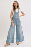 DENIM OVERALL WIDE-LEG JUMPSUIT : DENIM BLUE / Contemporary / L