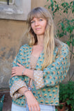 Reversible Quilted Jacket ~ Lotus: L ~ Bust 56" / Length 26"