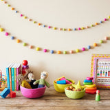 TARUTSHA Boho Felt Ball Pompom Garlands 200cm: 2.5cm / Cream