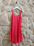 REF 2224  100% LINEN STRAP DRESS: Marrón