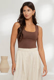 REVERSIBLE SCOOP NECK SLEEVELESS KNIT TANK TOP (PRE-ORDER): OLIVE