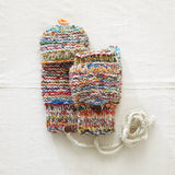 GOPAN Mittens Multi Waste Wool Detachable String: Multi Cream