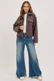MID-RISE WIDE-LEG FRAYED HEM DENIM JEANS: DENIM BLUE / Contemporary / L