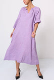 Long dress in 100% linen REF.7161: Khaki / Unique