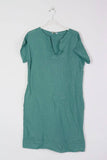 Short dress in 100% linen REF.3141: Khaki / Unique