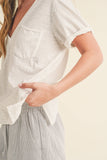8286DK Zoie V-Neck Short Sleeve Top 5: White / Contemporary / M