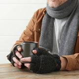 GUPTA Knit Wool Lined Mitten Fingerless Gloves: Rust Orange
