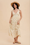 TIERED TIE STRAP MIDI DRESS: GOLDEN POPPY / M