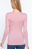 Long Sleeve Crew Neck Cotton Spandex Jersey Top: NVY-true navy / M